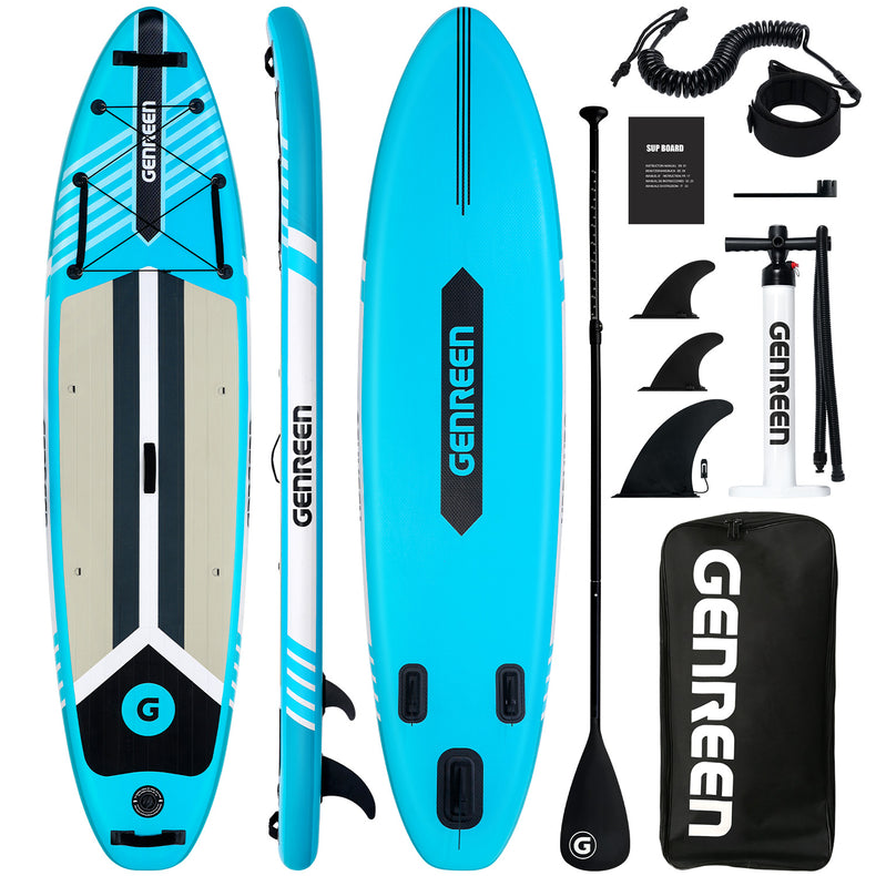 Ultra-Light Blue Inflatable SUP paddle Board,stand up paddle board 10.6ft All-Round inflatable stand up Paddle Board for Family & Yoga - Includes Pump, Paddle & Backpack