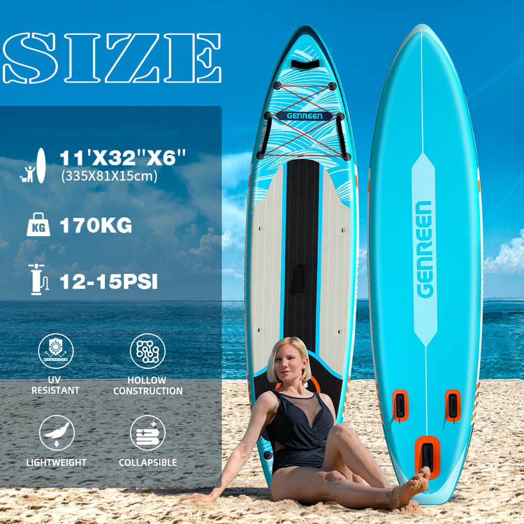 Blue & Orange Premium SUP Board,stand up paddle board 10.6ft Ultra-Light Inflatable Paddle Board for Family & Yoga - Eco-Friendly Design with Pump &Backpack