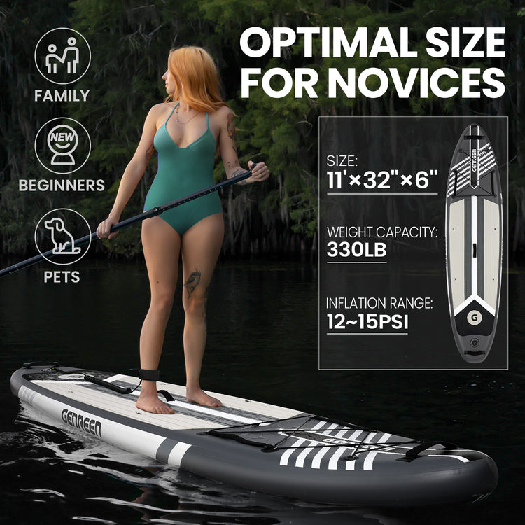 Sleek Grey Inflatable SUP Board,paddle board 10.6ft Premium inflatable stand up Paddle Board - Ultra-Light  Eco-Friendly for Yoga & Travel, Includes Pro Pump & Backpack