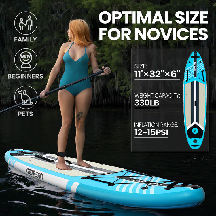 Ultra-Light Blue Inflatable SUP paddle Board,stand up paddle board 10.6ft All-Round inflatable stand up Paddle Board for Family & Yoga - Includes Pump, Paddle & Backpack