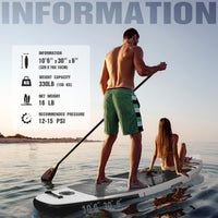 Stand Up Paddle Board Inflatable Paddle Board for Adults, 10ft Yoga Blow Up Paddle Board, Sup Board with Accessories, Non-Slip Deck, Travel Backpack Wide Stance