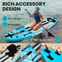 Ultra-Light Blue Inflatable SUP paddle Board,stand up paddle board 10.6ft All-Round inflatable stand up Paddle Board for Family & Yoga - Includes Pump, Paddle & Backpack