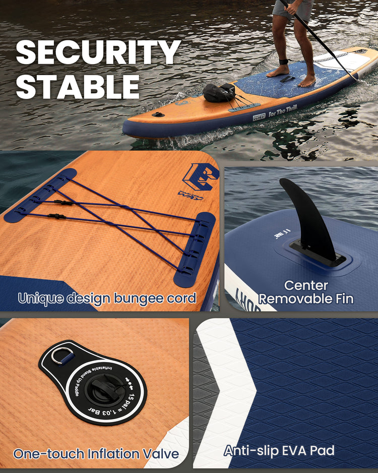 Wood Grain SUP Board,stand up paddle board 11ft Eco-Friendly inflatable Paddle Board - Natural Design for Yoga & Fishing, Ultra-Stable with Pump & Backpack