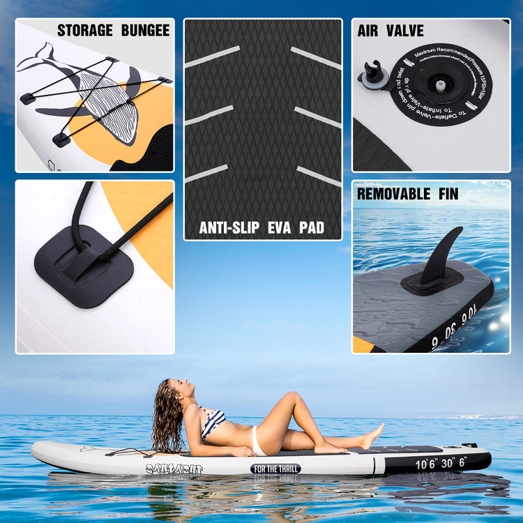 Stand Up Paddle Board Inflatable Paddle Board for Adults, 10ft Yoga Blow Up Paddle Board, Sup Board with Accessories, Non-Slip Deck, Travel Backpack Wide Stance