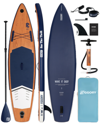 Wood Grain SUP Board,stand up paddle board 11ft Eco-Friendly inflatable Paddle Board - Natural Design for Yoga & Fishing, Ultra-Stable with Pump & Backpack