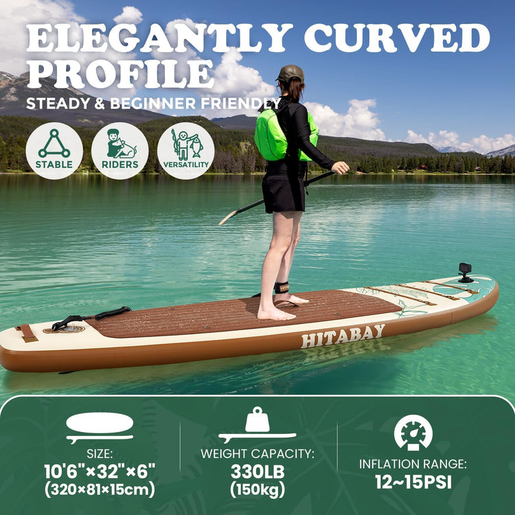 Inflatable Stand Up Paddle Board with Premium iSUP Bundle Accessory Pack, Durable, Lightweight with Stable Wide Stance - SUP for All Skill Levels