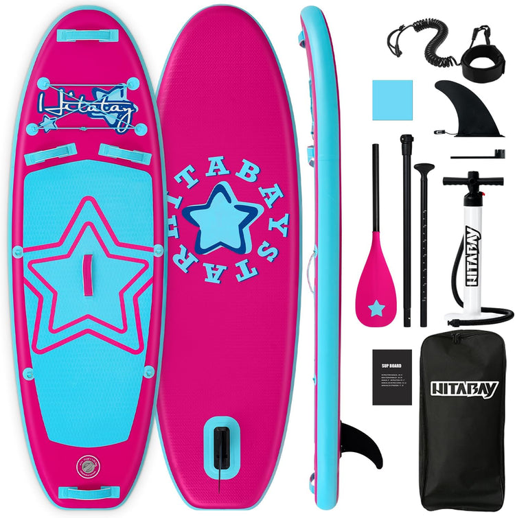 Kids Paddle Board with SUP Accessories, Child Paddle Board Durable, Lightweight, Stable Design, Wide Non-Slip Deck, 7.6ft 8ft 9.6ft Inflatable Paddle Boards for Kids & Youth