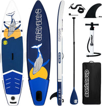 10.6ft Inflatable Stand Up Paddle Board Surfboard SUP Complete Paddle Board Accessories Adjustable Paddle Pump ISUP Travel Backpack Leash Waterproof Bag Adult Paddle Board