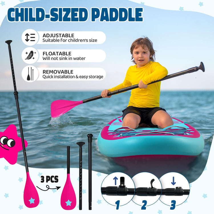 Kids Paddle Board with SUP Accessories, Child Paddle Board Durable, Lightweight, Stable Design, Wide Non-Slip Deck, 7.6ft 8ft 9.6ft Inflatable Paddle Boards for Kids & Youth