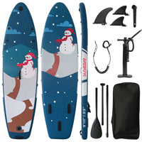 Snowman Print Premium SUP Board,stand up paddle board 10.6ft Inflatable Paddle Board for Family Fun & Yoga - Ultra-Light with Pump & Backpack