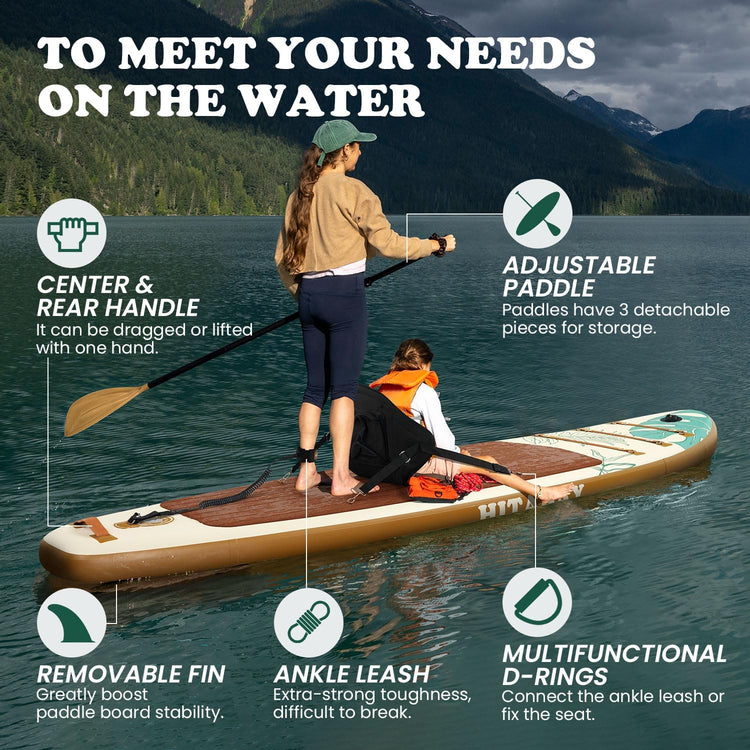 Inflatable Stand Up Paddle Board with Premium iSUP Bundle Accessory Pack, Durable, Lightweight with Stable Wide Stance - SUP for All Skill Levels