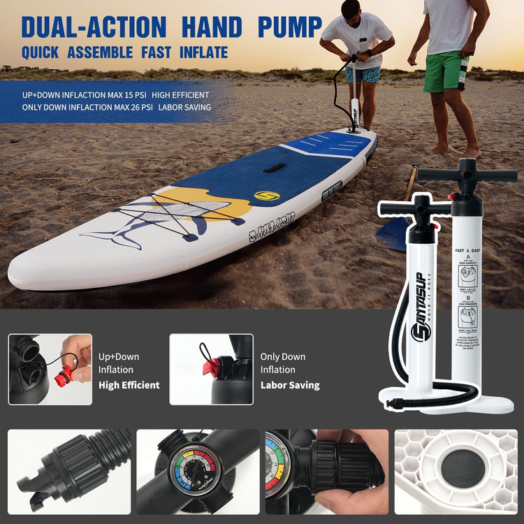 10.6ft Inflatable Stand Up Paddle Board Surfboard SUP Complete Paddle Board Accessories Adjustable Paddle Pump ISUP Travel Backpack Leash Waterproof Bag Adult Paddle Board