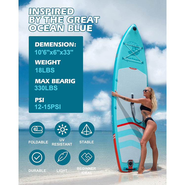 SurfWave Hellgrünes aufblasbares Stand-Up-Paddle-Board-Paket 