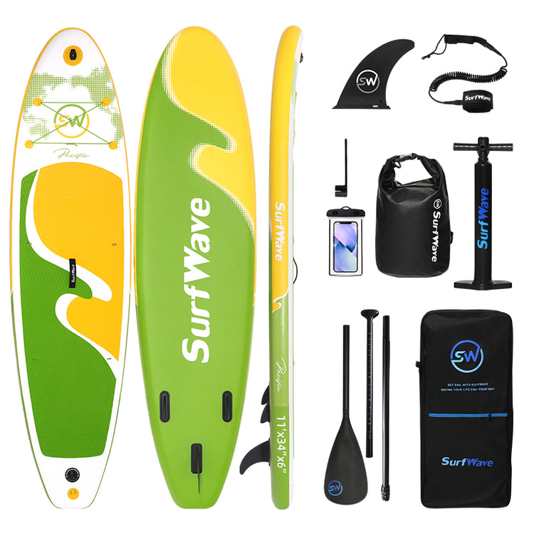 All-Around Inflatable SUP Board,paddle board Pacific 10.8ft Ultra-Stable inflatable stand up Paddle Board for Family & Touring - Includes Pump, Paddle & Backpack