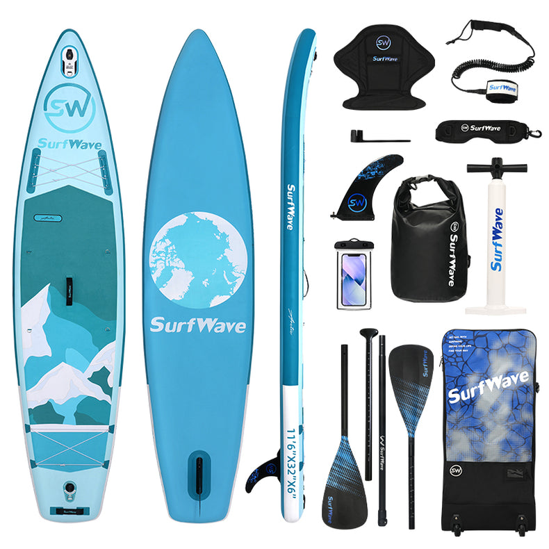 Touring SUP Board, inflatable paddle board 12ft Ultra-Light stand up Paddle Board for Long-Distance & Cold Water - Expedition-Grade with GPS Mount & Dry Bag