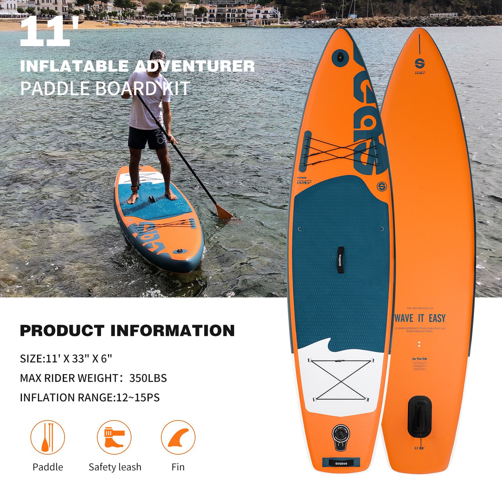 Seaseesup Inflatable Paddle Board Stand Paddle Up Board, Board Fishing