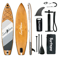 Wood Grain Design SUP Board ,Stand-Up Paddle Board 11ft Eco-Friendly inflatable stand up Paddle Board for Yoga & Fishing - Ultra-Stable, Includes Pump & Waterproof Bag